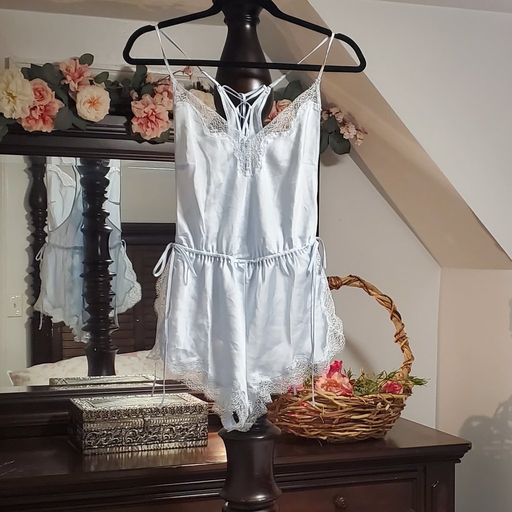 NWT Victorias Secret Angel Blue Romper Nightie XS
